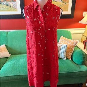 Alice + Olivia Red Lace Midi Dress